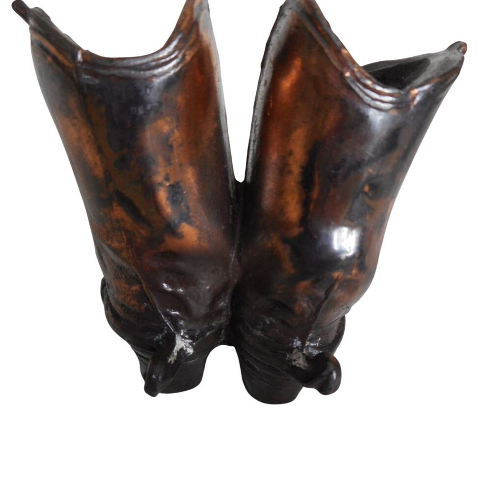 Vtg Metal Copper color Cowboy boots Figurine shelf sitter Niagra Falls Souvenir - Picture 4 of 7